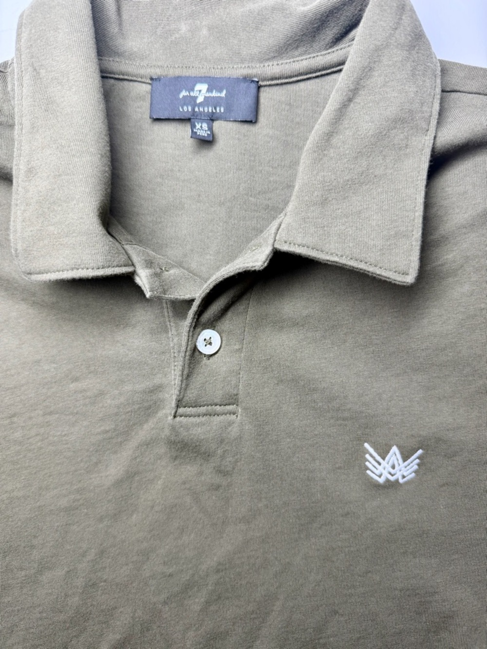 7 For All Mankind Men’s Olive Green Polo Shirt‎ XS 100% Cotton - Picture 2 of 5